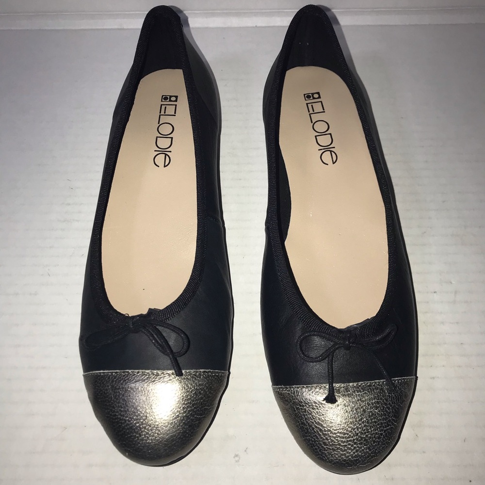 NWOB Elodie BAILARINA Mestizo Black And Pewter Flats Sz 41 Sz 9-9.5